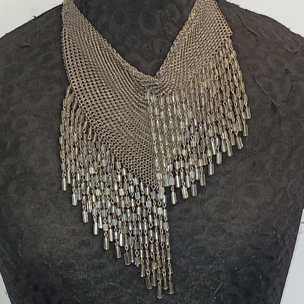 Ferrara Whiting And Davis Asymmetrical Ring Mesh Necklace